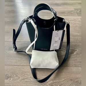 Tahari Black and White Tote Bag Set